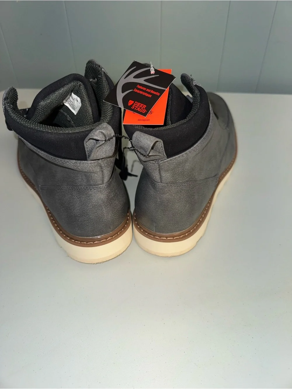 Deer Stags Men’s Gray Chukka Boots with Black Collar